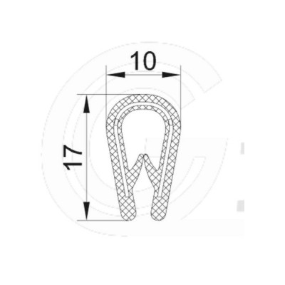 Klemprofiel | PVC kantafwerkprofiel | zwart | 17 x 10 mm | rol 100 meter